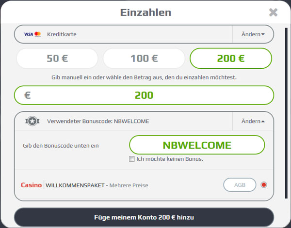 NetBet Casino einzahlen