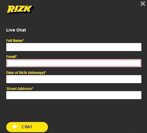 Live Chat at Rizk Casino